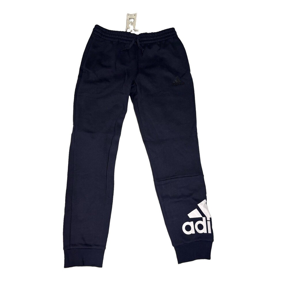 Adidas Mens Big Logo Fleece Jogger Sweatpants Medium Navy Blue White NWT